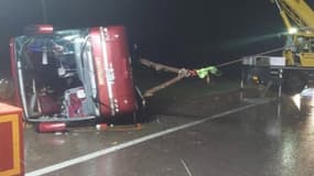 Un accident d'autocar sur l'autoroute A6 à Eguilly (Côte-d'Or) le 3 mars 2024