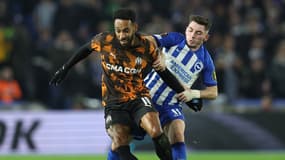 L'attaquant de l'OM Pierre-Emerick Aubameyang face à Brighton 