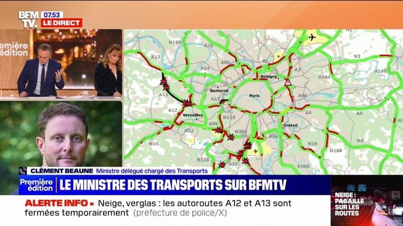 Neige et verglas: Clément Beaune évoque une centaine d'accidents sans gravité en Île-de-France