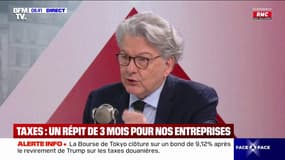 Droits de douane: "C'est la présidente de la Commission européenne quoi doit prendre en charge les négociations", soutient Thierry Breton