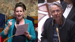 Mathilde Panot et Elisabeth Borne à l'Assemblée nationale le 12 décembre 2023.