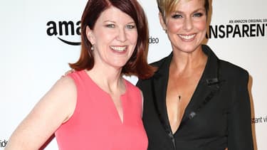 Les actrices Kate Flannery (à gauche et Melora Hardin, à l'avant-première de "Transparent", la série d'Amazon.
