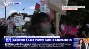 Convention démocrate: des militants pro-Palestine manifestent aux abords du United Center de Chicago