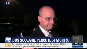 Bus scolaire percuté : "Tout est mis en oeuvre (...) nous pensons surtout aux familles" dit Jean-Michel Blanquer