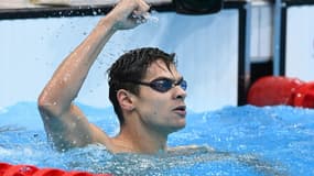 Le Russe Evgeny Rylov lors de la finale du 100 dos des Jeux de Tokyo, le 27 juillet 2021