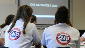 Des jeunes du Service national universel, sur la base aérienne 116 de Luxeuil-Saint Sauveur, dans le département de la Haute-Saône, le 24 juin 2019