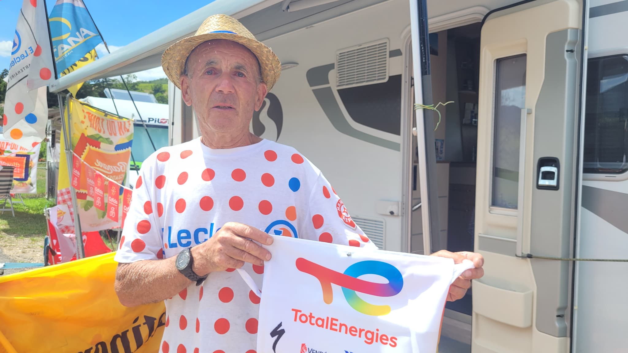 Michel, supporter de Peter Sagan, qui a récupéré la musette du Slovaque lors de la 12e étape du Tour de France