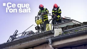 Les pompiers interviennent sur un site où au moins cinq personnes ont trouvé la mort à la suite d'un incendie, à Neuves-Maisons, dans l'est de la France, le 30 novembre 2025.