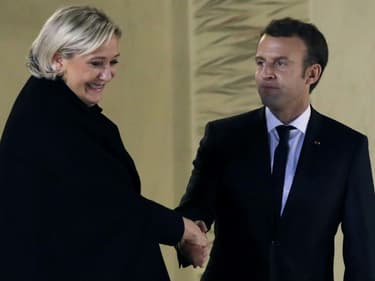 Marine Le Pen et Emmanuel Macron à l'Élysée à Paris, le 21 novembre 2017
