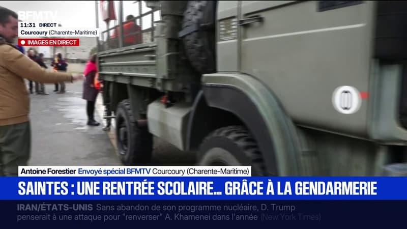 Crues: des élèves scolarisés à Saintes ont pu faire leur rentrée grâce à des camions militaires
