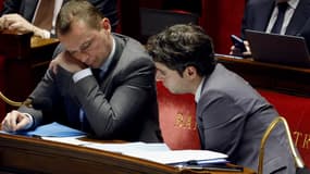 Olivier Dussopt et Gabriel Attal et le 17 février à l'Assemblée nationale 