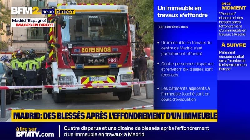 Madrid: quatre disparus et plusieurs blessés après l'effondrement d'un immeuble