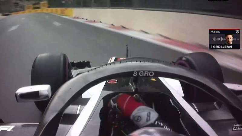 Romain Grosjean dans le mur
