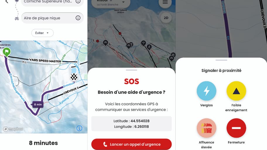 Des captures d'écran de l'application Skiff. 