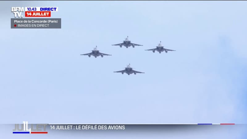 14-Juillet: trois avions Rafale indiens survolent le ciel de Paris