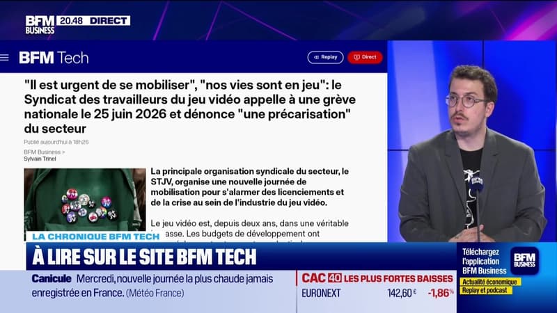 À lire sur le site Tech&Co : "Il est urgent de se mobiliser", "nos vies sont en jeu", le Syndicat des travailleurs du jeu vidéo appelle à une grève nationale le 25 juin 2026 et dénonce "une précarisation" du secteur, par Sylvain Trinel - 24/06