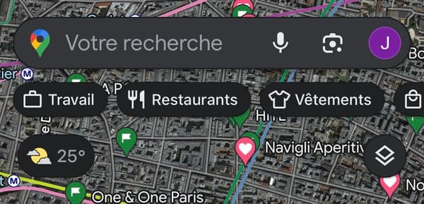 Pour trouver tous les restaurants aux environs, il suffit de cliquer sur l'icône "Restaurants"