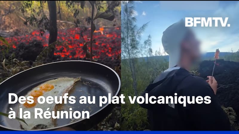 La Réunion: des internautes cuisinent au-dessus des coulées de lave du Piton de la Fournaise