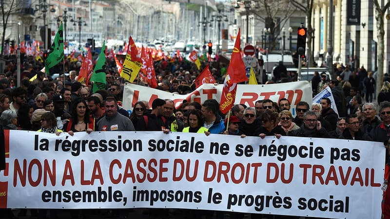 Manifestation contre la loi Travail le 9 mars 2016 à Marseille.
