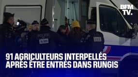  91 agriculteurs interpellés après être entré dans le marché de Rungis, dans le Val-de-Marne 