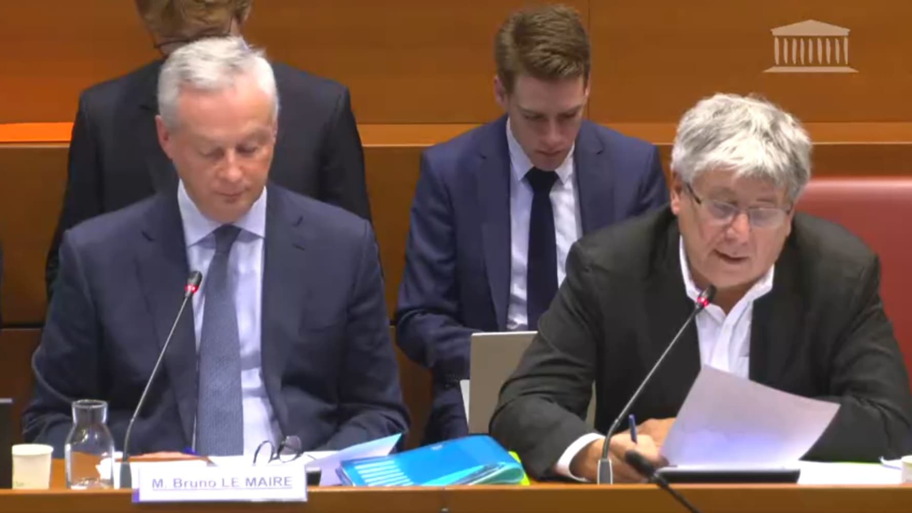 Bruno Le Maire et Eric Coquerel lors de l'audition de l'ancien ministre ce jeudi 12 décembre 2024 à l'Assemblée nationale