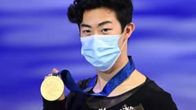 L'Américain Nathan Chen sacré champion du monde de patinage artistique, à Stockholm, le 27 mars 2021