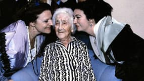 Jeanne Calment à son 114ème anniversaire. 