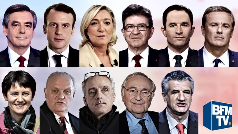 Les onze candidats à l'élection présidentielle.