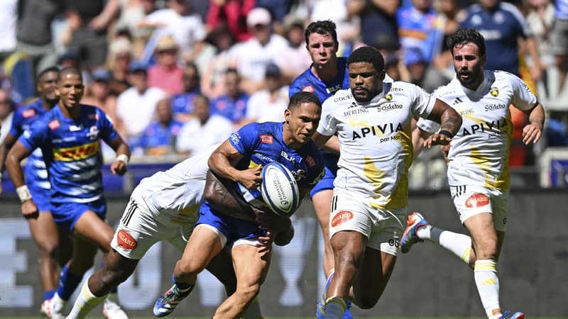 Le Sud-africain des Stormers Herschel Jantjies plaqué par un Rochelais