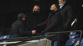 Jean-Pierre Caillot et Jean-Michel Aulas lors de OL-Reims
