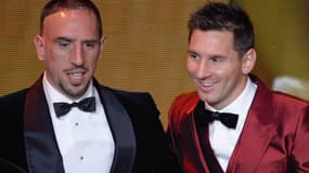 Franck Ribéry et Lionel Messi lors de la remise du Ballon d'or 2013
