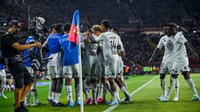 Les joueurs de l'AS Monaco célébrant leur victoire face au FC Barcelone lors du trophée Gamper (3-0), le 12 août 2024.