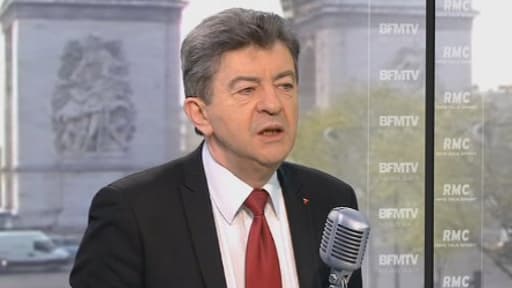 Jean-Luc Mélenchon, co-président du Parti de gauche sur le plateau de Jean-Jacques Bourdin