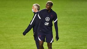 Didier Deschamps et Paul Pogba, à Clairefontaine le 9 novembre 2020