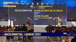  Lauréat du prix de la transformation digitale : Armand Thiberge, président de Brevo, remet le prix à David Glijer, directeur de la transformation digitale France d'ArcelorMittal et Alain Le Grix de la Salle, son président