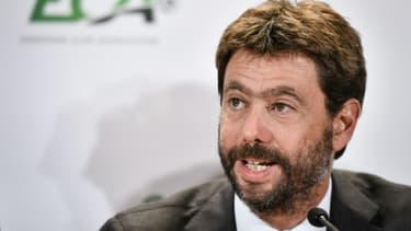 Le patron de la Juventus Turin et du syndicat européen des clubs (ECA), Andrea Agnelli, lors d'une conférence de presse, le 10 septembre 2019 à Genève
