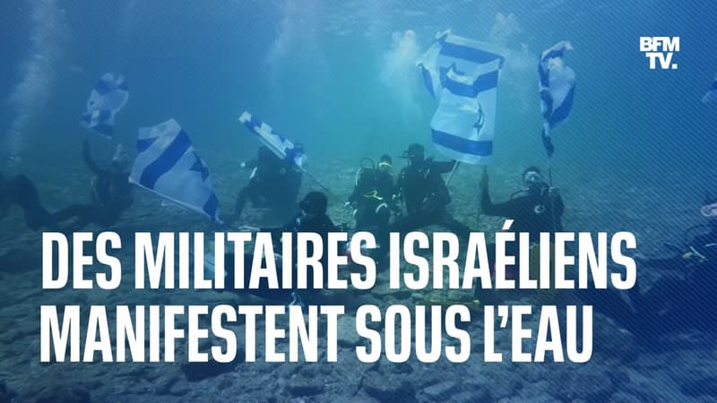 Des militaires israéliens manifestent sous l'eau contre la réforme de la justice