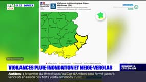 Alpes-Maritimes: vigilance jaune pluie-inondations et neige-verglas ce jeudi