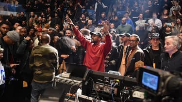 Kanye West lors de la première écoute de son album organisée au Madison Square Garden.