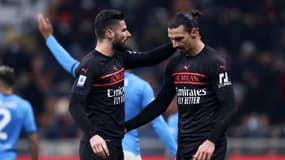 Olivier Giroud et Zlatan Ibrahimovic à l'AC Milan, décembre 2021