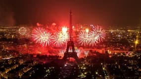 Le feu d'artifice à la Tour Eiffel le 14 juillet 2018