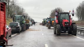 Une action d'agriculteurs en Seine-Maritime, le 25 janvier 2024.