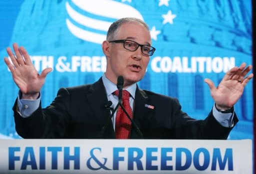 Scott Pruitt, ministre américain de l'Environnement, le 7 juin 2018 à Washington Scott Pruitt, ministre américain de l'Environnement, le 7 juin 2018 à Washington