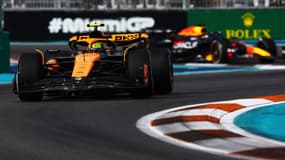 Lando Norris devant Max Verstappen sur le Grand Prix de Miami, 5 mai 2024
