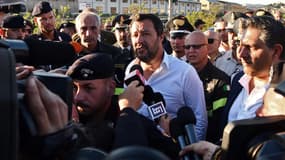Matteo Salvini sur les lieux de la catastrophe le 15 août dernier.