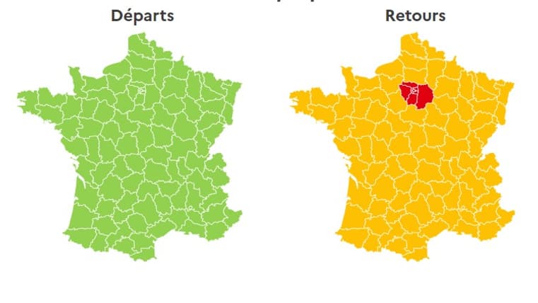 Ce lundi sera classé rouge en Ile-de-France dans le sens des retours. Ce lundi sera classé rouge en Ile-de-France dans le sens des retours.