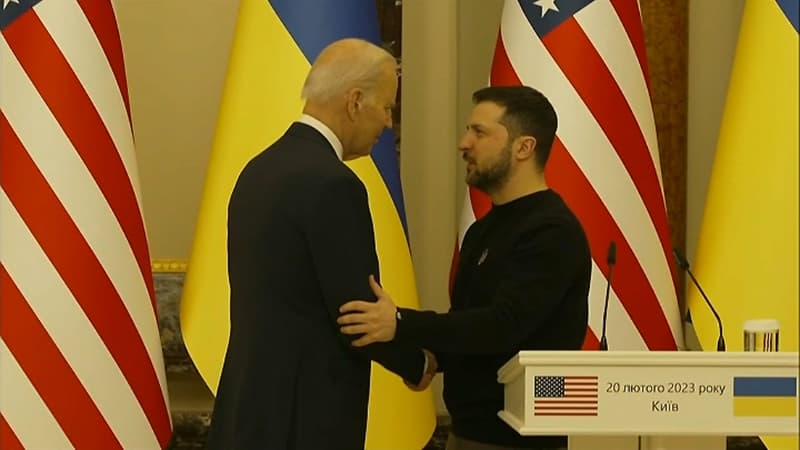 Volodymyr Zelensky et Joe Biden à Kiev le 20 février 2023 