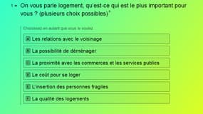 Capture d'écran du questionnaire en ligne du ministère du Logement