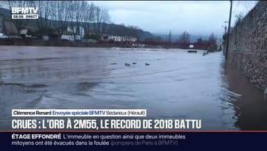 Crues: dans l'Hérault, le pic de l'épisode météorologique s'approche, l'Orb dépasse son record de 2018 en montant à 2,55m