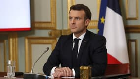 Le président Emmanuel Macron à l'Elysée, le 19 février 2021